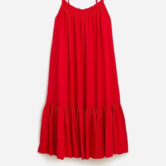 J. Crew Dresses & Skirts - J Crew Red ruffle beach dress in airy gauze, M/L